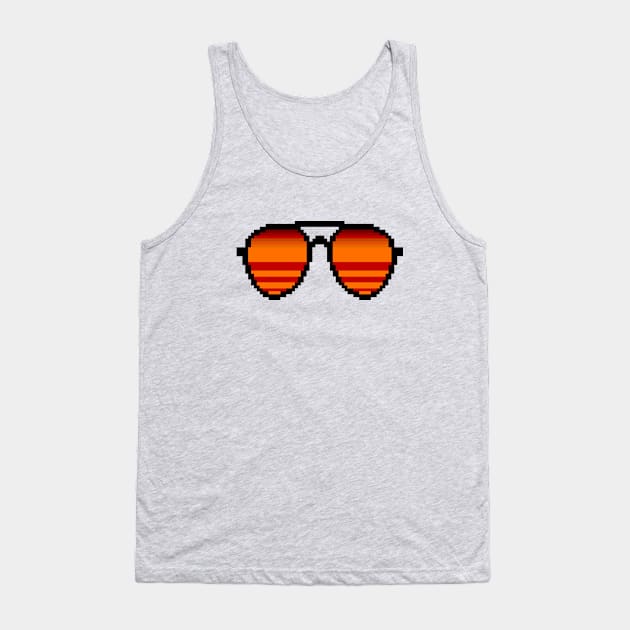 Outrun Sunset Sunglasses 8-Bit Pixel Art Tank Top by StebopDesigns